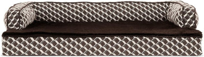 Memory Foam Dog Bed for Large/Medium Dogs W/ Removable Bolsters & Washable Cover, for Dogs up to 55 Lbs - Plush & Woven Decor Comfy Couch Sofa - Diamond Gray, Large