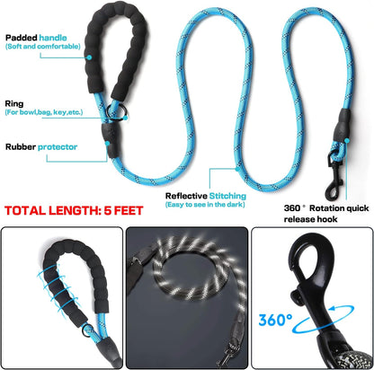 Adjustable No-Pull Dog Harness and Leash Set, Soft Padded Oxford Vest for Medium to Large Dogs, Reflective Design with Control Handle, Black